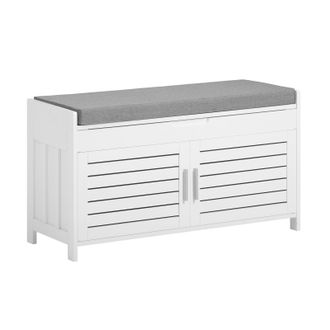 SoBuy Banco Zapatero Con 2 Puertas Banco De Almacenamianto Con Coj&iacute;n Acolchado De Asiento 90 X 30 X 46 Cm Fsr102-w Sobuy Es