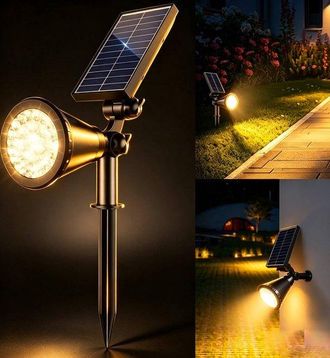 OEM 1 Foco Solar 2 En 1 Jard&iacute;n 36 Luces Led Funci&oacute;n Atenuaci&oacute;n, Resistente Agua Exteriores Luz C&aacute;lida Ambiental Iluminaci&oacute;n Paisajes Jard&iacute;n Senderos