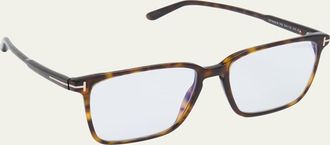Tom Ford Mens Acetate Rectangle Blue Light-Blocking Glasses