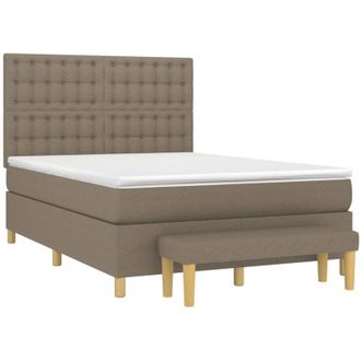vidaXL Vidaxl - Cama Box Spring Con Colch&oacute;n Tela Gris Taupe 140x190 Cm