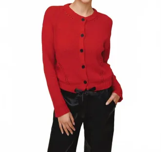 Bella Dahl Tie Waist Cardigan In Crimson Cherry