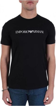 Emporio Armani Pima-jersey T-shirt met logo-opdruk - Heren - T-shirts - Blauw - XL - Katoen - Tops