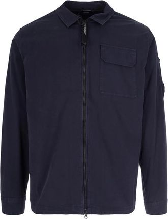C.P. Company Gabardine Zip Overshirt - Heren - Zomerjassen - Blauw - XL - Katoen - Jassen
