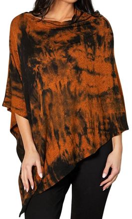 French Kyss Marble Wash Asymmetrical Poncho In Spice