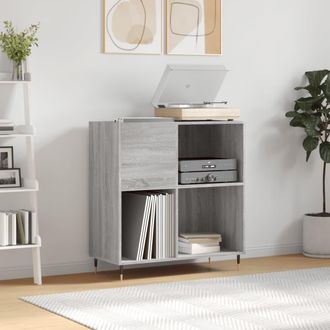 vidaXL Vidaxl - Mueble Discos Madera Contrachapada Gris Sonoma 84,5x38x89 Cm