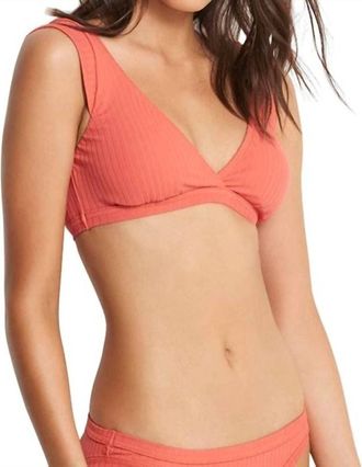 Seafolly Inka Rib Wrap Front Bikini Top In Spice