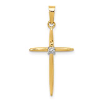 Diamond2Deal 14k Yellow Gold Diamond Polished Passion Cross Pendant