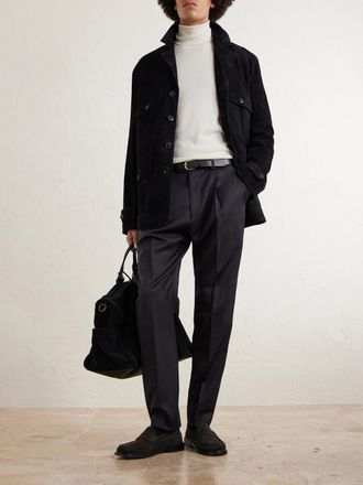 Paul Smith Tapered Pleated Checked Wool Trousers