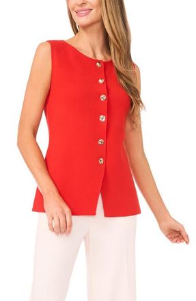 Ted Baker Sleeveless Button-Up Shirt in Cherry Tomato at Nordstrom, Size X-Small