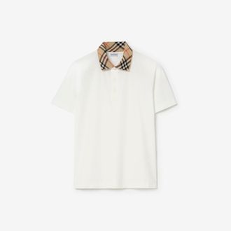 Burberry Check Collar Cotton Polo Shirt