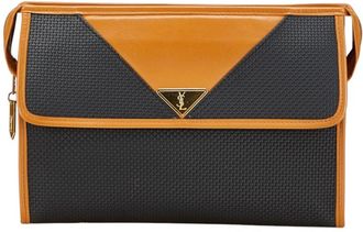 Saint Laurent Black Brown Leather Clutch Bag (Pre-Owned)