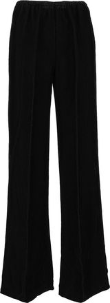 Forte_Forte Fluid Velvet Trousers with Elastic Waistband and Two-Thousand Stripe Texture