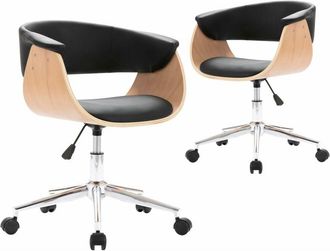 vidaXL Sillas De Comedor Giratorias 2 Pcs De Cuero Negro Artificial