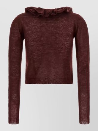 Alberta Ferretti ruffled cropped v-neck mohair-blend sweater