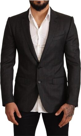 Dolce & Gabbana Elegante Martini Blazer in Grijs Ruit - Heren - Blazers - Grijs - M - Wol - Jassen