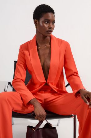 Karen Millen Womens Tall Polished Tailored Single Breasted Blazer - Coral viscose - Size 10 UK