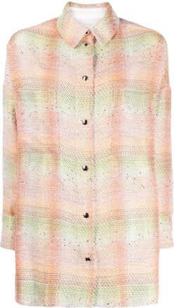 Iro bouclé-effect checkered shirt - women - Cotton/Polyester - S - Orange