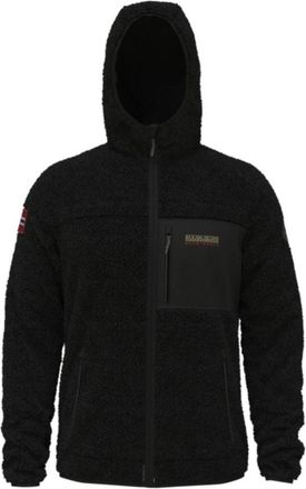 Napapijri Zwarte hoodie met rits en logo - Heren - Fleece jassen - Zwart - XL - Fitness