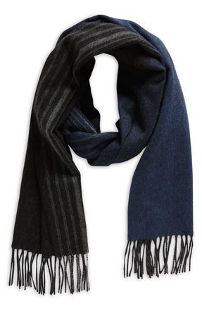 Andrew Stewart Tri-Color Cashmere Scarf in 006Blknv at Nordstrom