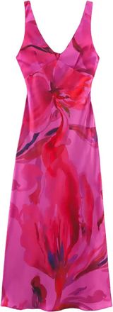 Generic Womens V Neck Midi Dress - Elegant Summer Printed Cut Out Tank Bodycon Dress Red L