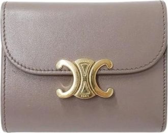 Celine Pre-owned Tri-fold Portemonnee - Dames - Vintage Accessoires - Grijs - ONE Size - Leer - Vintage