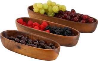 MegaChef 3 Piece Acacia Wood Oval Serving Bowls in Assorted Sizes at Nordstrom