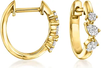 RS Pure by Ross-Simons Multi-Shaped Lab-Grown Diamond Hoop Earrings in 18kt Gold Over Sterling