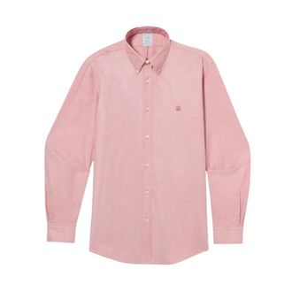 Brooks Brothers Regular Fit Non-Iron Oxford Katoenen Overhemd met Button-Down Kraag - Heren - Casual Overhemden - Rood - M - Katoen - Overhemden