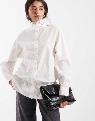 Asos camicia peplo con collo a imbuto in avorio-Multicolore