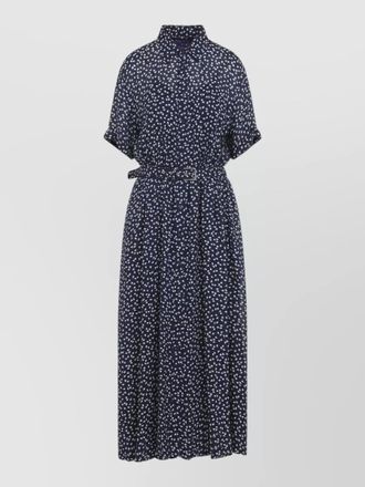 Ralph Lauren Collection sura dress short sleeves belted waist print
