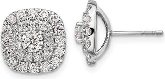 Diamond2Deal 14K White Gold 1 1/2 ct Lab Grown Diamond Double Halo Stud Earrings VS Clarity, G-H Color