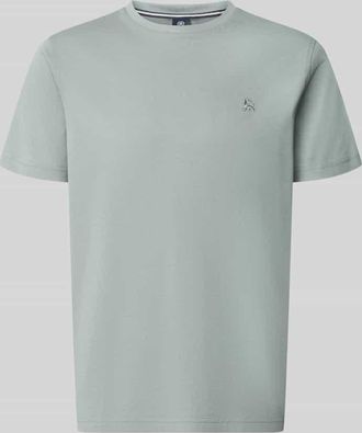 Lerros T-Shirt mit Rundhalsausschnitt und Logo-Stitching in Graphit, Gr&ouml;&szlig;e XXXL