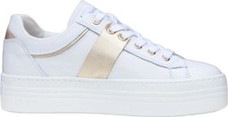 Nero Giardini Platform leren sneakers met gouden accenten - Dames - Sneakers - Wit - 40 EU - Leer - Schoenen