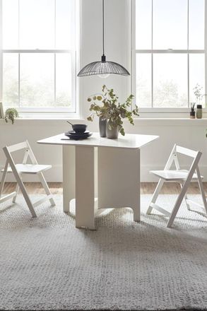 Julian Bowen Gatan 2 Seater Compact Drop Leaf Dining Set with Folding Chairs in White