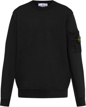 Stone Island Logo Patch Sweatshirt - Heren - Sweatshirts - Zwart - 2XL - Katoen - Hoodies & sweatvesten