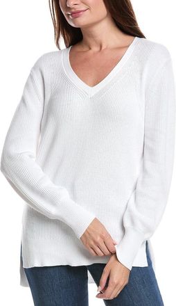 Forté Cashmere Rib High-Low V-Neck Shirt