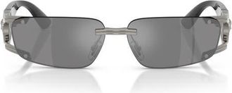 Versace 59mm Rectangular Sunglasses in Gunmetal /Grey Mirror Silver at Nordstrom