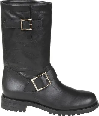 Jimmy Choo London Schoenen, Dames, Zwart, 37 EU, Leer, Biker Mid