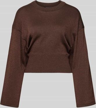 Gina Tricot Regular Fit Pullover aus Viskose-Mix in Strick-Optik in Dunkelbraun, Gr&ouml;&szlig;e XL