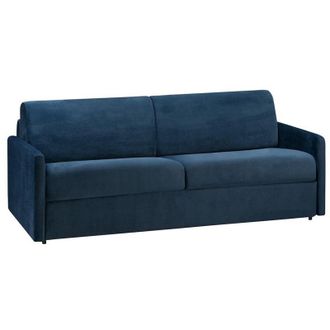 Vente-Unique Vente-unique - Divano letto 4 posti a ribalta in velluto Blu notte - Larghezza Materasso 160 cm - Spessore 14 cm - calife