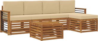 vidaXL Conjunto De Sof&aacute;s De Exterior 6 Uds. Natural Y Beige Vidaxl