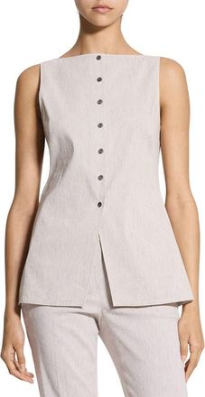 Theory Sleeveless Linen Blend Top in Cognac Multi at Nordstrom, Size X-Large