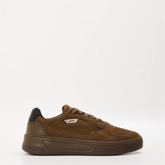 HUGO BOSS Mens Baltimore Canvas Low Top Lace-Up Sneakers in Dark Green - Size UK 7