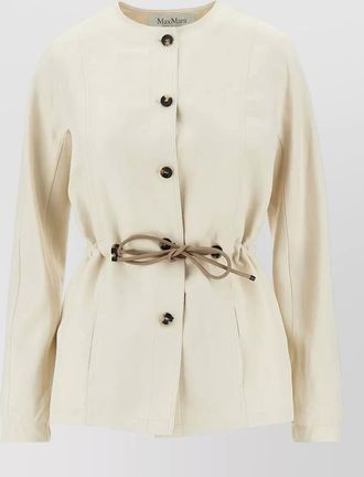 Max Mara jacket drawstring waist long sleeves round neck
