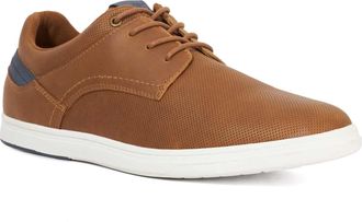 Dune London Mens Tailors - Perforated Round Toe Lace Up Trainers - Tan - Size UK 8