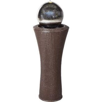 Beliani Beliani - Fuente De Agua De Jard&iacute;n Exterior Con Luz Led Con Enchufe &Oacute;xido De Magnesio Marr&oacute;n Zenyatta