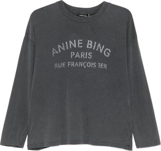 Anine Bing Ivan Long Sleeve Paris Stencil - Washed Black