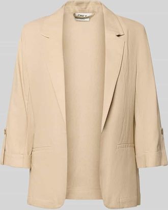Only Relaxed Fit Blazer aus Viskose-Leinen-Mix Modell GOA in Sand, Gr&ouml;&szlig;e 34