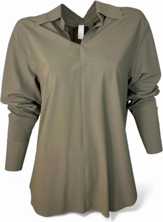 JapanTKY Usumi Kreukvrije Stretch Blouse - Dames - Blouses - Groen - M - Overhemden