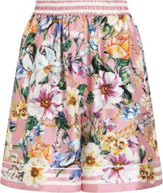 Dolce & Gabbana Roze shorts met elastische tailleband en biesdetail - Dames - Bermuda - Roze - XS - Korte Broeken